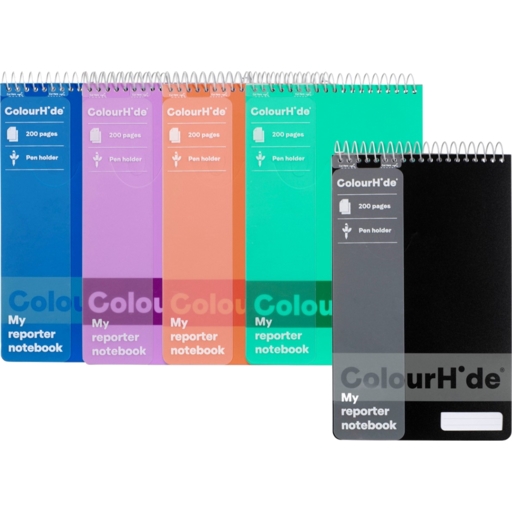 Marbig Colour Hide Reporter Notebook 200 Page Asst Colours