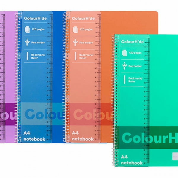 Marbig Colour Hide Notebook A4 120 Page Asst Colours