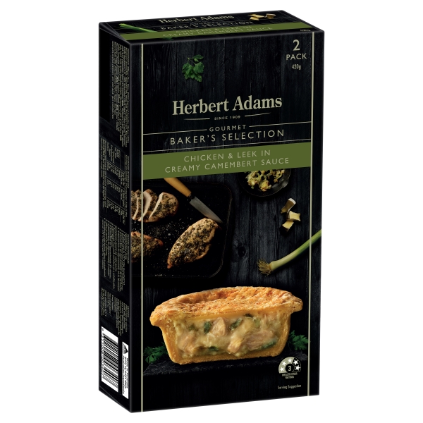 Herbert Adams Creamy Chicken & Leek Pie 2 Pack 420g