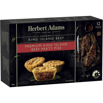 Herbert Adams King Island Beef Party Pies 12 Pack 420g