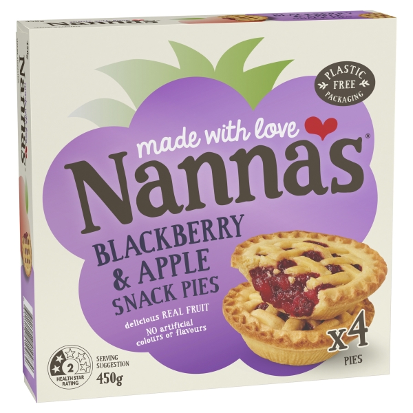 Nanna's Apple & Blackberry Snack Pies 4 Pack 450g