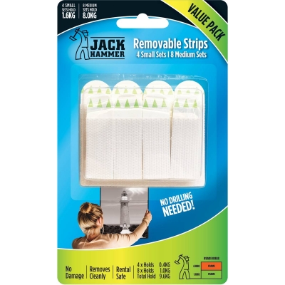 Jackhammer Removable Strips 8 Medium & 4 Small Sets