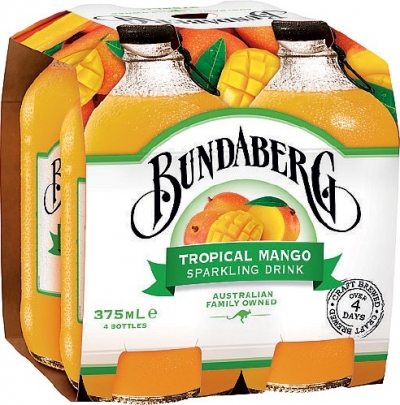 Bundaberg Tropical Mango Sparkling Drink 4 x 375ml