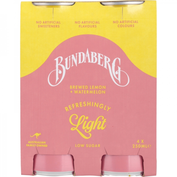 Bundaberg Refreshingly Light Lemon & Watermelon 4 x 250ml Cans