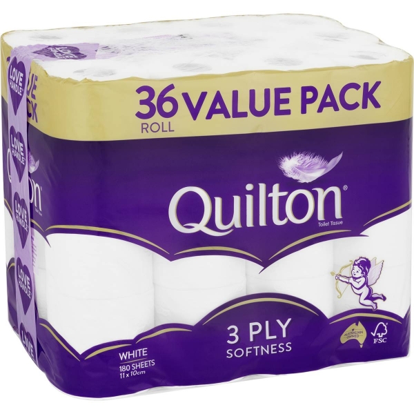 Quilton Toilet Rolls 3 Ply White 36 Pack