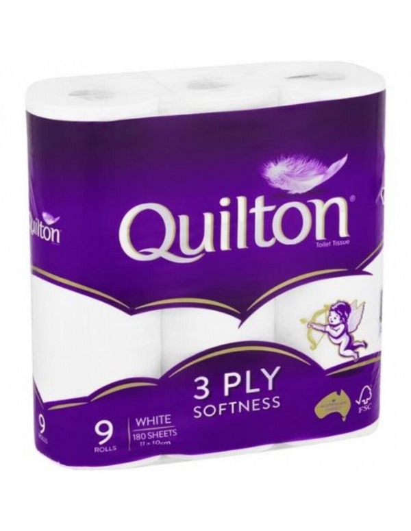 Quilton Toilet Rolls White 3 Ply 9 Pack