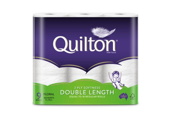 Quilton Toilet Roll Floral Double Length 3 Ply 9 Pack