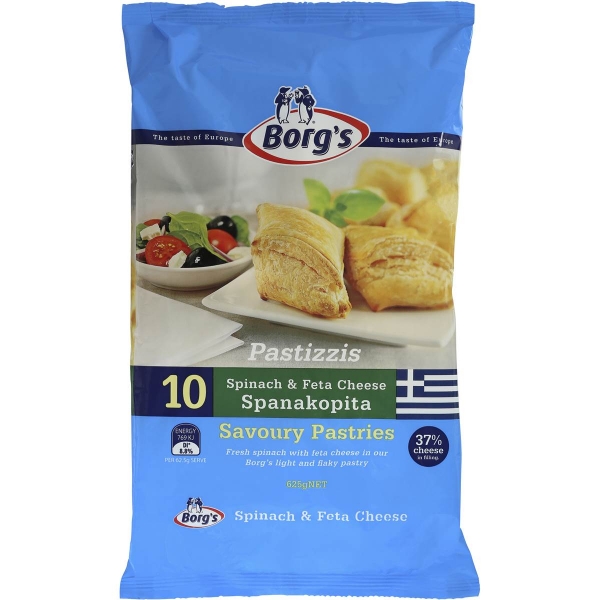 Borg's Pastizzis Spinach & Feta 10 Pack 625g