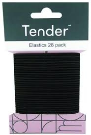 Tender Hair Elastic Thin Black 28 Pack
