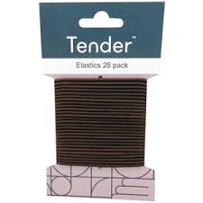 Tender Hair Elastic Thin Brown 28 Pack