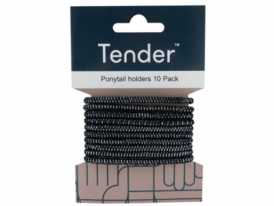Tender Hair Elastic Thick Black 10 Pack