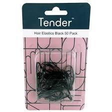 Tender No Tears Elastics Black 50 Pack