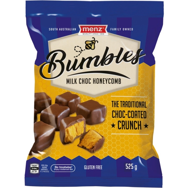 Menz Bumbles Milk Choc Honeycomb 525g