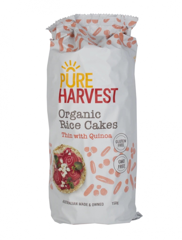 Pure Harvest Organic Thin Rice Cakes Quinoa Gluten Free 150g