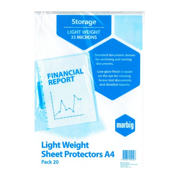 Marbig Sheet Protectors A4 20 Pack