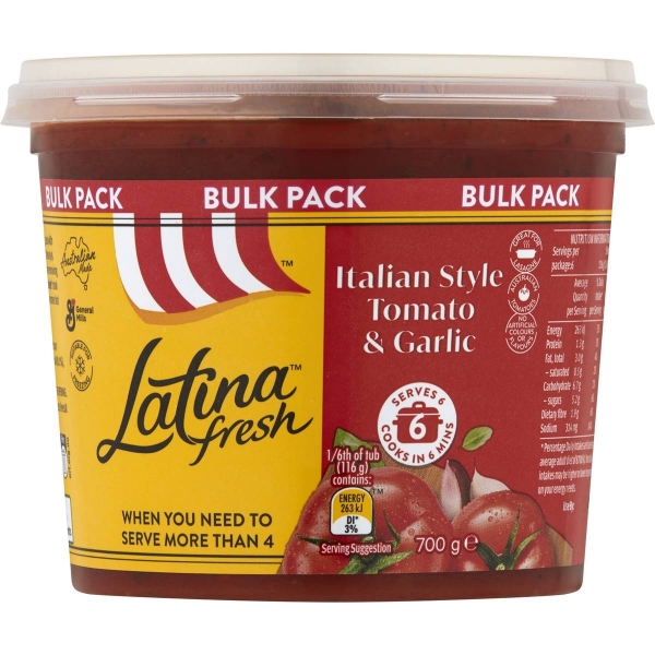 Latina Fresh Pasta Sauce Tomato & Garlic 700g