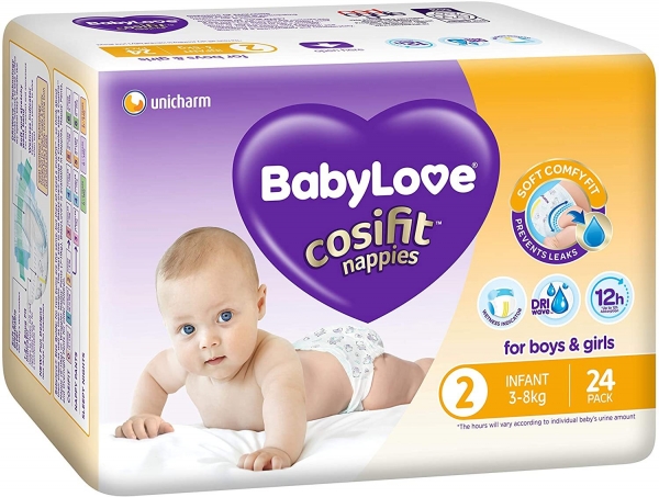Babylove Cosifit Nappies Size 2 3-8kg 24 Pack