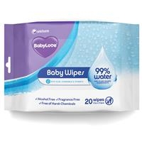 Babylove Baby Wipes 99% Water 20 Pack