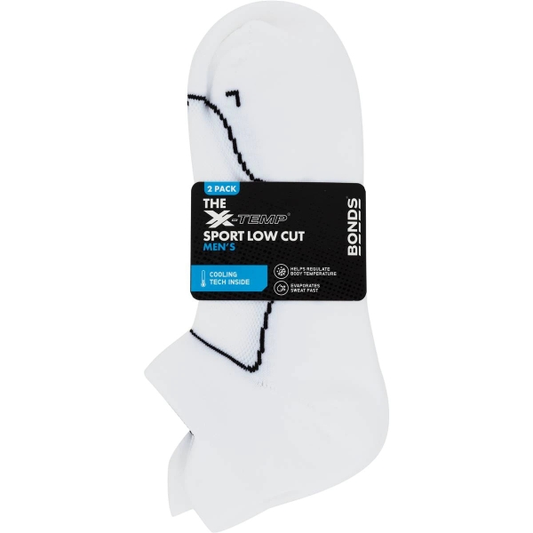 Bonds Men's Socks X-Temp Low Cut Size 6+ 2 Pack