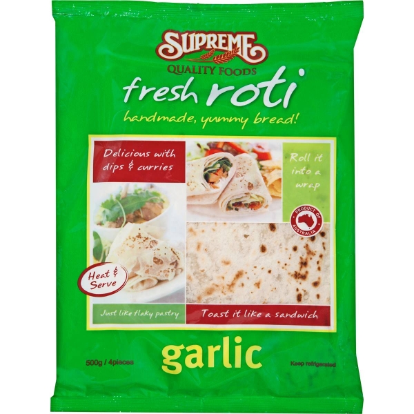 Supreme Roti Garlic 4 Pack 500g