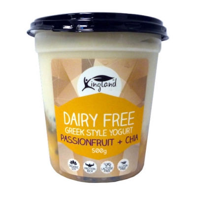 Kingland Dairy Free Greek Style Yoghurt Passionfruit & Chia 500g