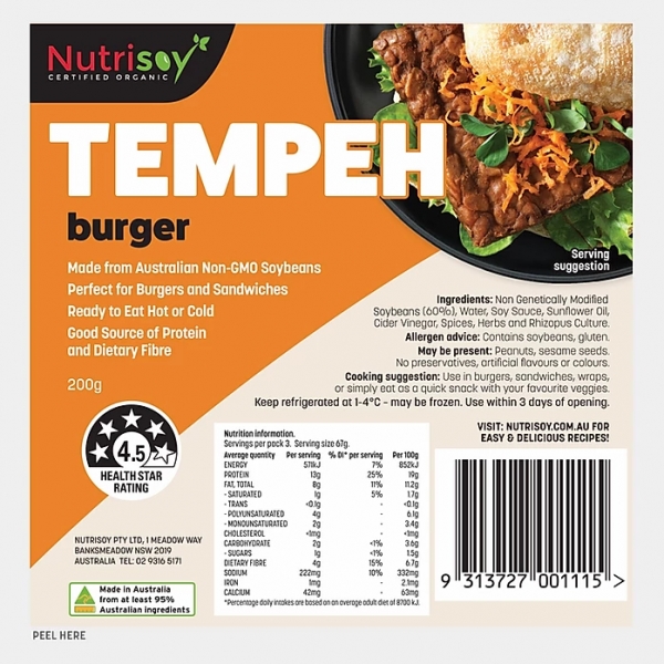 Nutrisoy Organic Tempeh Burger 200g