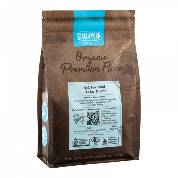 Kialla Pure Foods Organic Unbleached Plain Flour 1kg