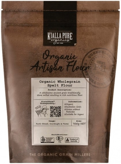 Kialla Pure Organic Wholgrain Spelt Flour 700g