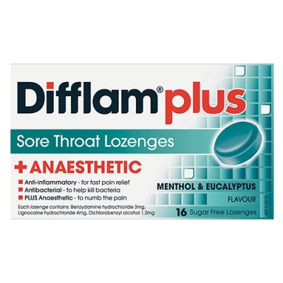 Difflam Plus Lozenges Menthol & Eucalyptus 16 Pack