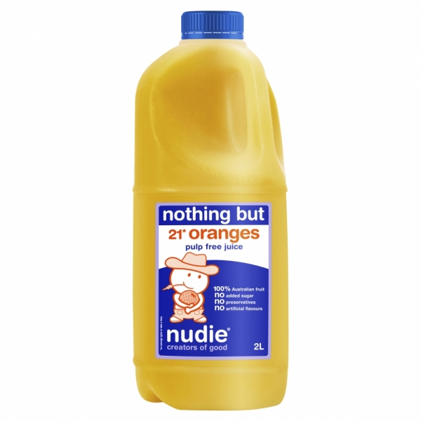Nudie Nothing But Orange Juice Pulp Free 2lt