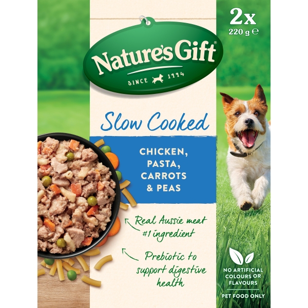 Nature's Gift Chilled Dog Food Slow Cooked Chicken, Pasta, Carrot & Peas 2 Pack 440g