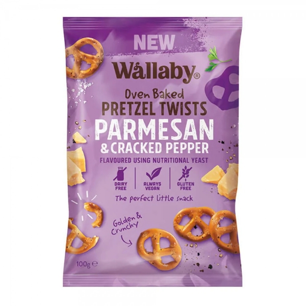 Wallaby Pretzel Twists Parmesan Cracked Pepper 100g