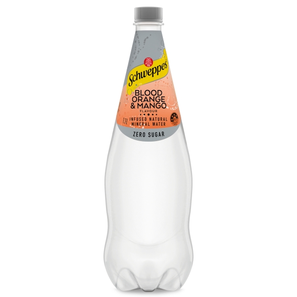 Schweppes Mineral Water Blood Infused Blood Orange & Mango No Sugar 1.1lt