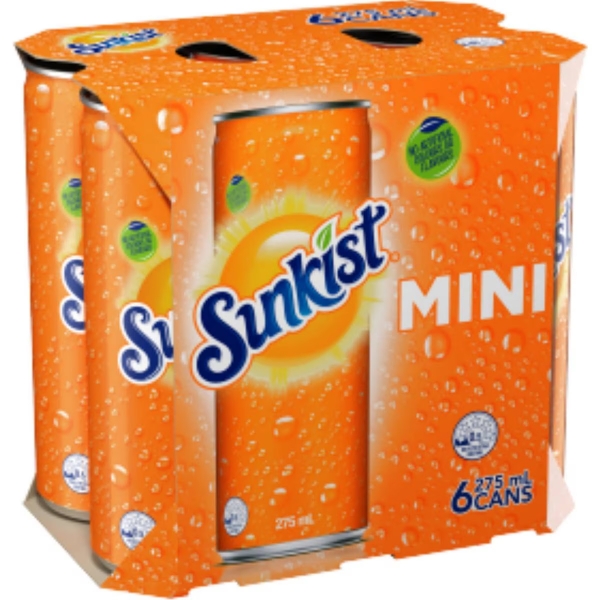 Sunkist Orange Mini Cans 6 x 275ml