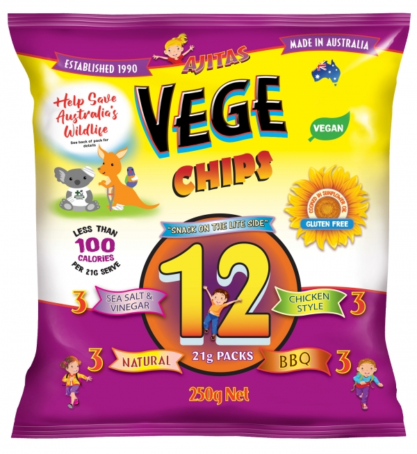 Ajita Vege Chips Variety 12 Pack 250g