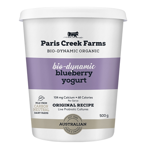 Paris Creek Farms Organic Bio Dynamic Yoghurt Blueberry White Tub 500g