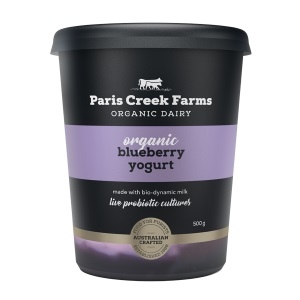Paris Creek Farms Organic Blueberry Yoghurt Black Tub 500g