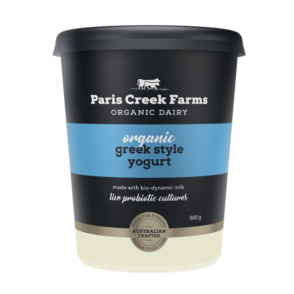 Paris Creek Farms Organic Natural Greek Style Yoghurt Black Tub 500g