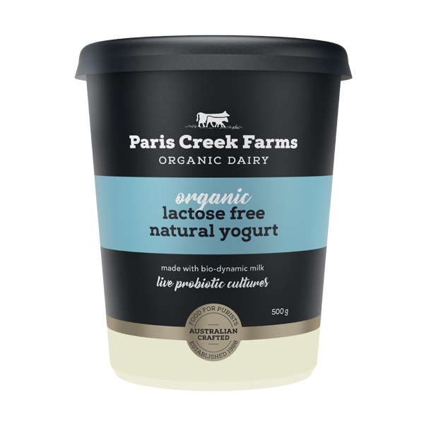 Paris Creek Farms Organic Lactose Free Natural Yoghurt Black Tub 500g