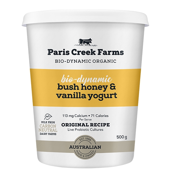 Paris Creek Farms Organic Bio Dynamic Bush Honey & Vanilla Yoghurt White Tub 500g