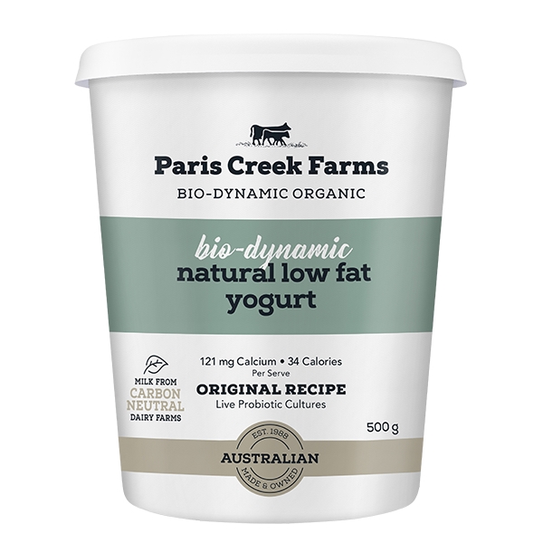 Paris Creek Farms Organic Bio Dynamic Natural Low Fat Yoghurt White Tub 500g