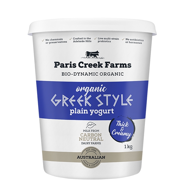 Paris Creek Farms Organic Yoghurt Plain Greek 1kg