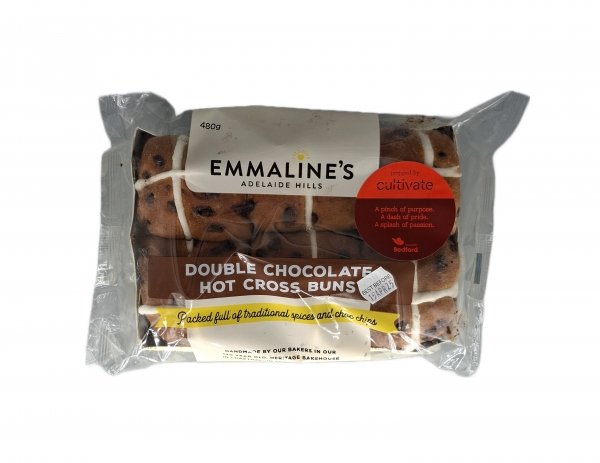 Emmaline's Hot Cross Buns Double Choc 6 Pack 480g