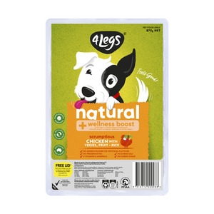 4 Legs Natural Meatballs Chicken With Veggies, Fruit & Rice 870g