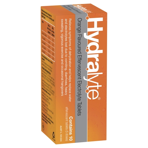 Hydralyte Effervescent Tablets Orange 10 Pack