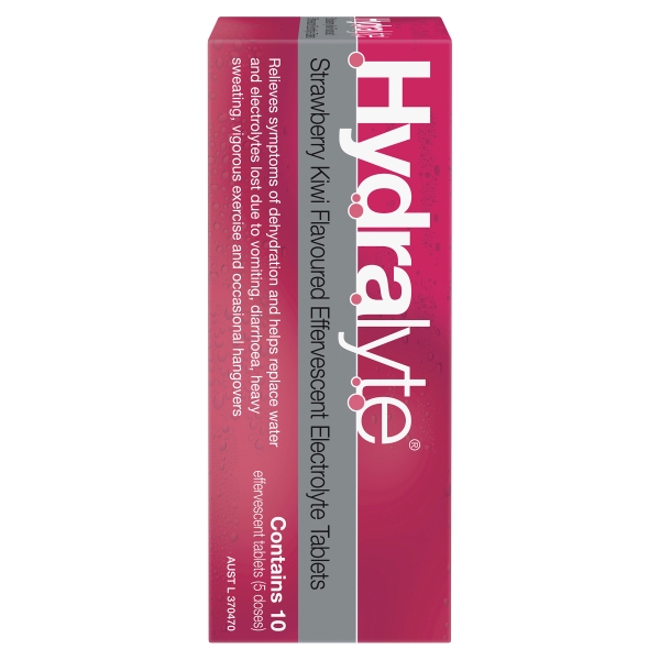 Hydralyte Effervescent Tablets Strawberry Kiwi 10 Pack