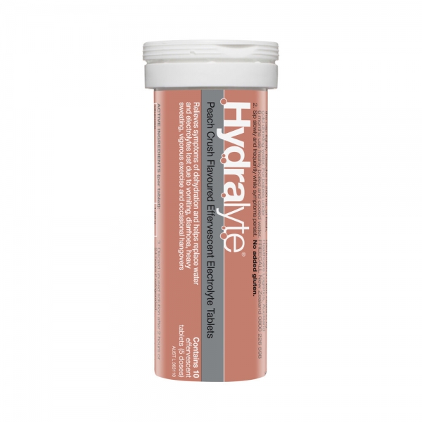 Hydralyte Effervescent Tablets Peach Crush 10 Pack
