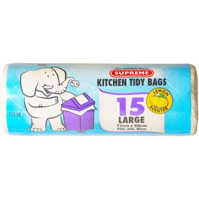Supreme Kitchen Tidy Bags Tie-Ups Large 34lt 15 Pack