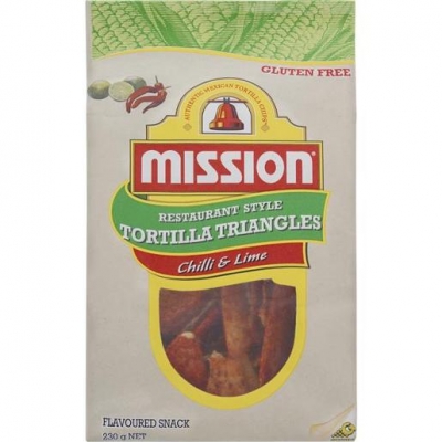 Mission Corn Chips Tortilla Triangles Chilli & Lime Gluten Free 230g
