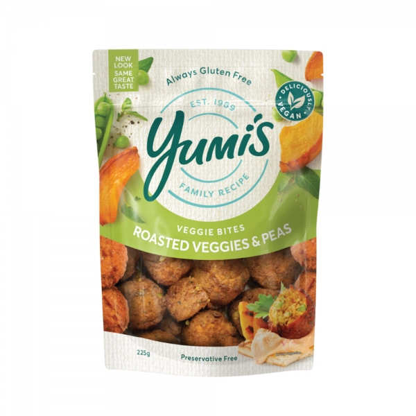 Yumi's Veggie Bites Roasted Veggies & Peas 225g